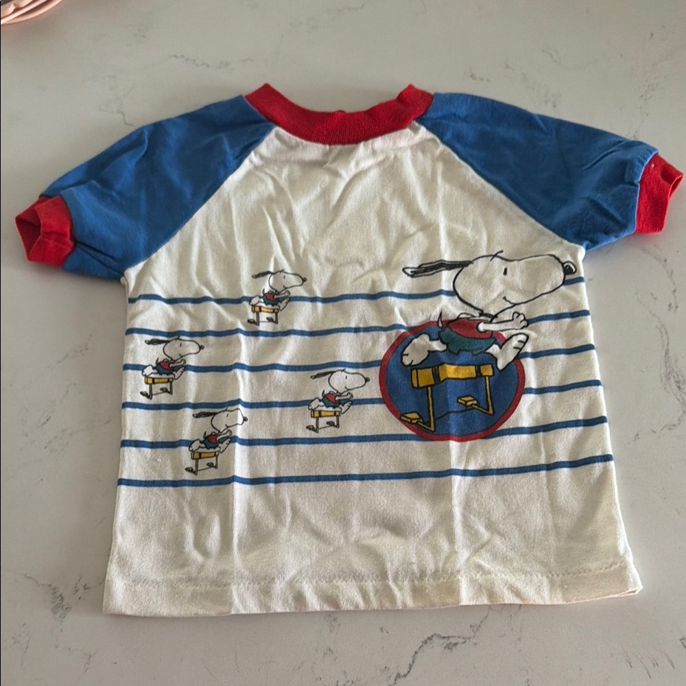 Vintage Snoopy by Rob Roy Graphic Raglan Toddler Tee - Blue & White